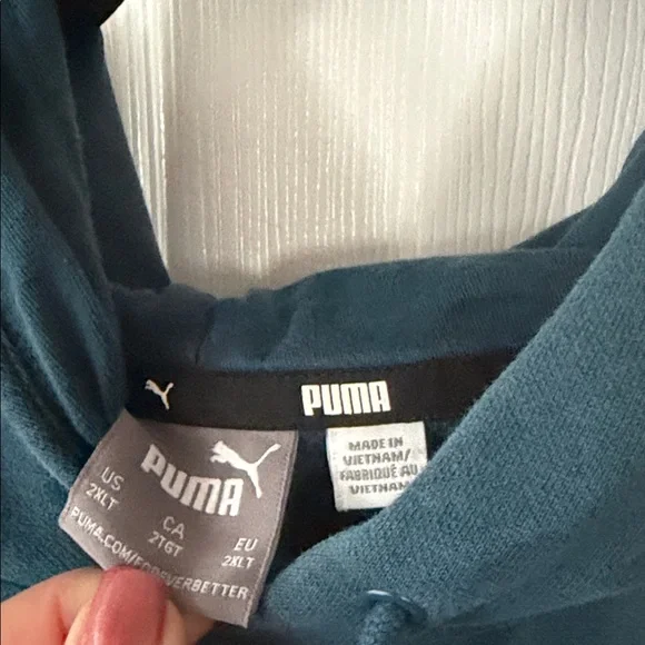 PUMA Men's Teal and Gold Hoodie - Picture 3 of 3